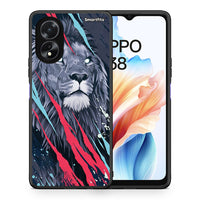 Thumbnail for Θήκη Oppo A18 Lion Designer PopArt από τη Smartfits με σχέδιο στο πίσω μέρος και μαύρο περίβλημα | Oppo A18 Lion Designer PopArt case with colorful back and black bezels