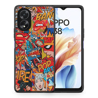 Thumbnail for Θήκη Oppo A38 PopArt OMG από τη Smartfits με σχέδιο στο πίσω μέρος και μαύρο περίβλημα | Oppo A38 PopArt OMG case with colorful back and black bezels