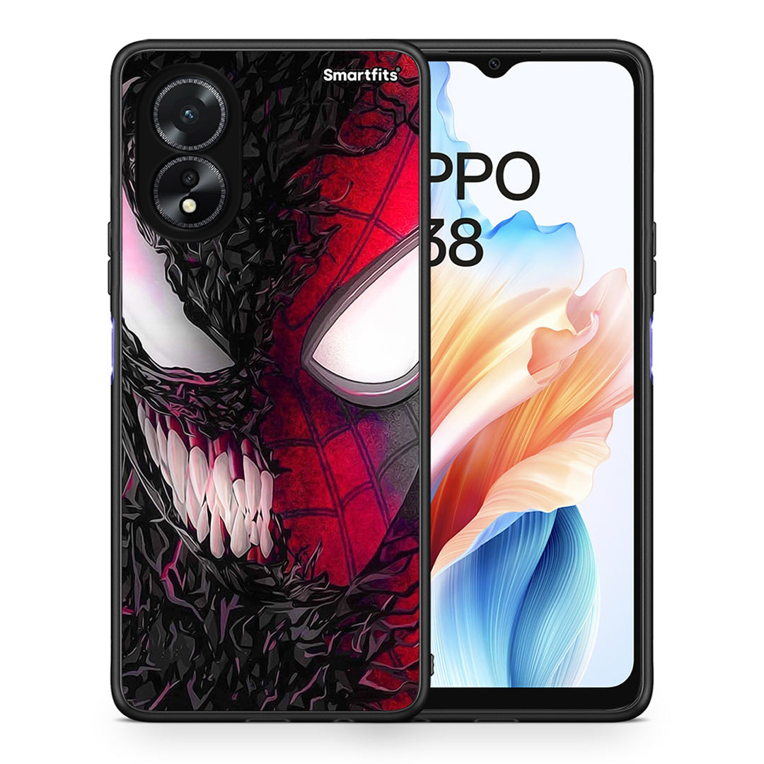 Θήκη Oppo A18 SpiderVenom PopArt από τη Smartfits με σχέδιο στο πίσω μέρος και μαύρο περίβλημα | Oppo A18 SpiderVenom PopArt case with colorful back and black bezels