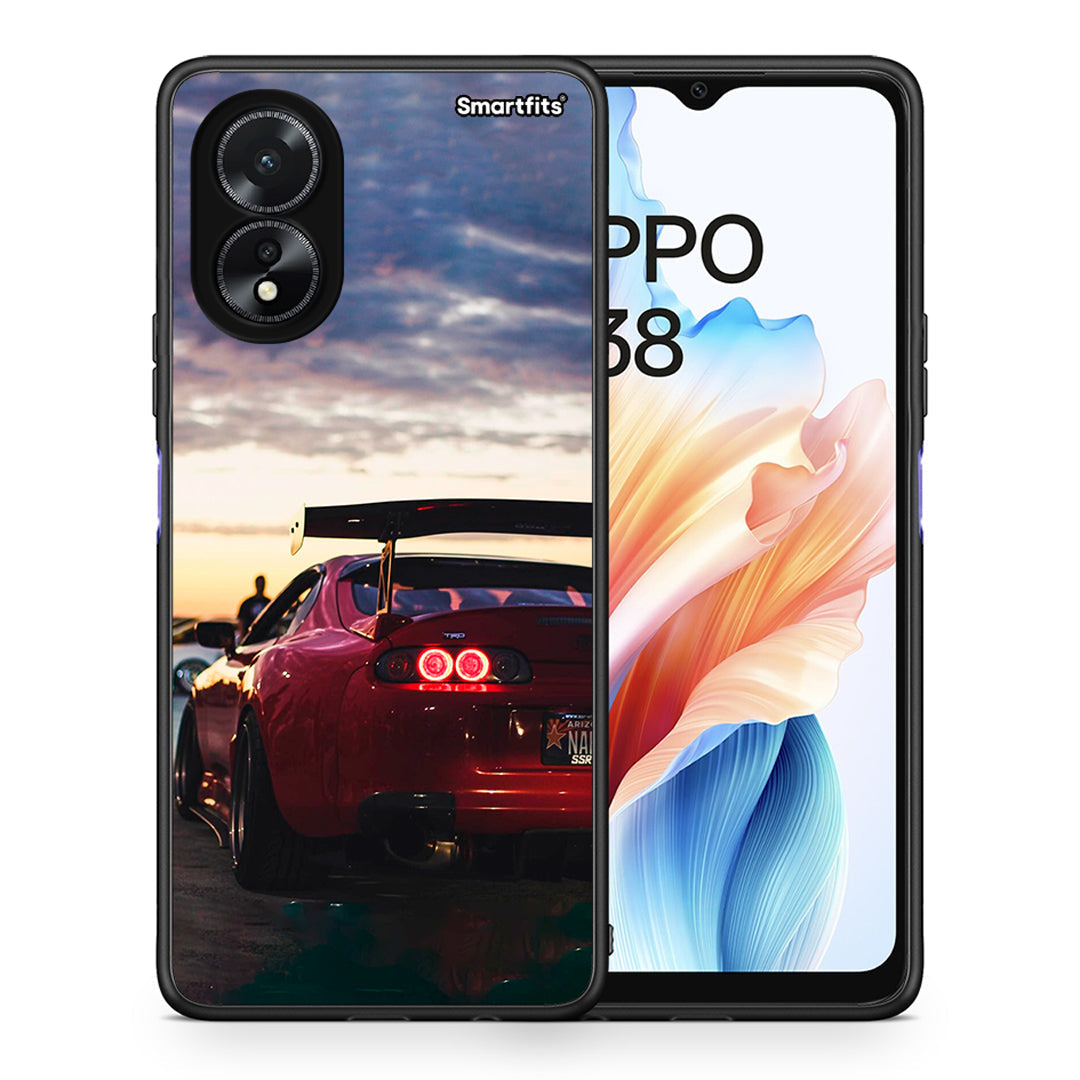 Θήκη Oppo A18 Racing Supra από τη Smartfits με σχέδιο στο πίσω μέρος και μαύρο περίβλημα | Oppo A18 Racing Supra case with colorful back and black bezels