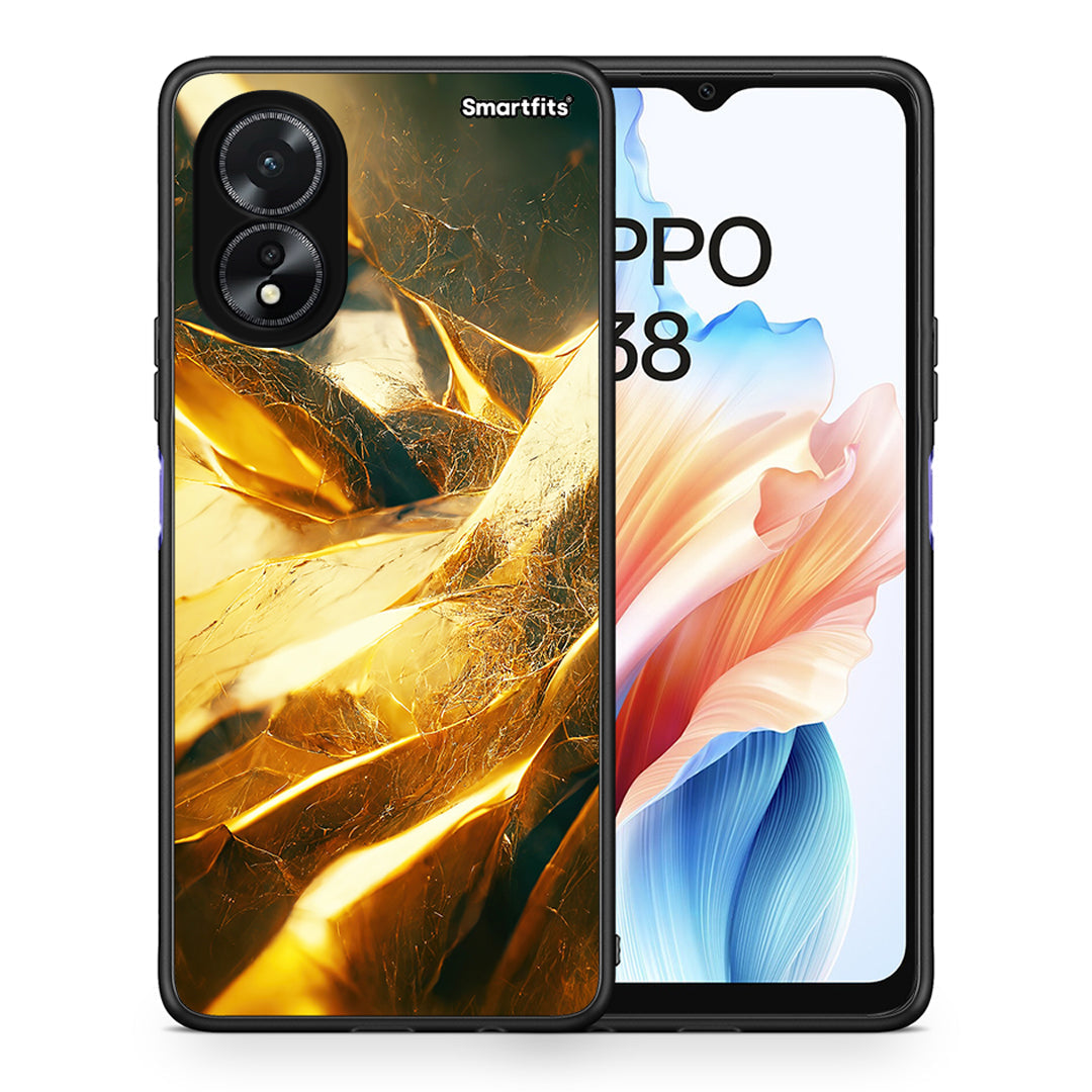 Θήκη Oppo A18 Real Gold από τη Smartfits με σχέδιο στο πίσω μέρος και μαύρο περίβλημα | Oppo A18 Real Gold case with colorful back and black bezels