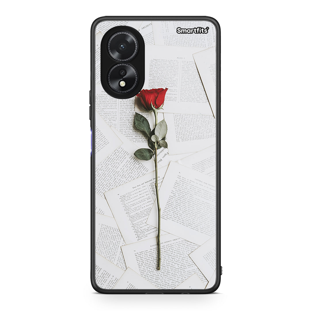 Oppo A38 Red Rose θήκη από τη Smartfits με σχέδιο στο πίσω μέρος και μαύρο περίβλημα | Smartphone case with colorful back and black bezels by Smartfits