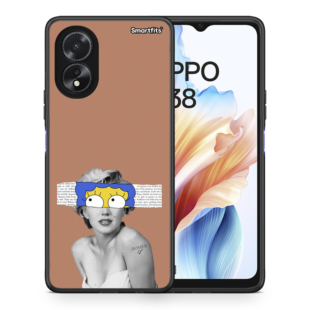 Θήκη Oppo A18 Sim Merilyn από τη Smartfits με σχέδιο στο πίσω μέρος και μαύρο περίβλημα | Oppo A18 Sim Merilyn case with colorful back and black bezels