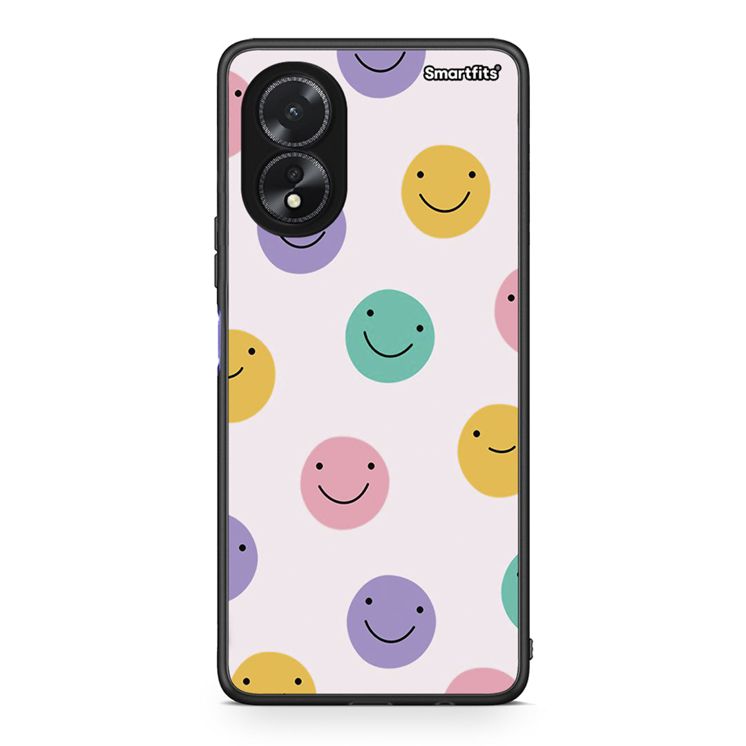 Oppo A38 Smiley Faces θήκη από τη Smartfits με σχέδιο στο πίσω μέρος και μαύρο περίβλημα | Smartphone case with colorful back and black bezels by Smartfits