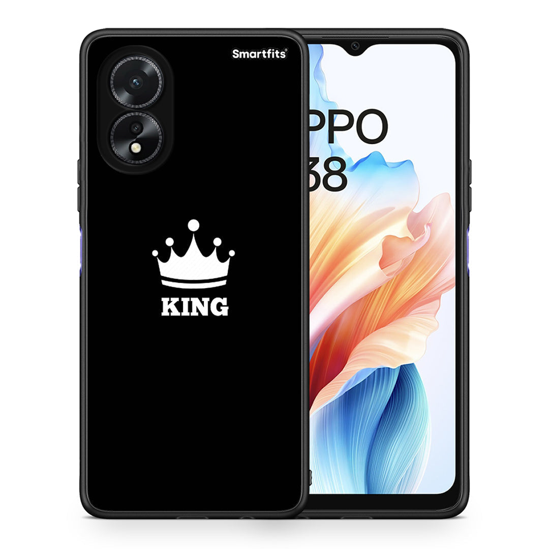 Θήκη Oppo A18 King Valentine από τη Smartfits με σχέδιο στο πίσω μέρος και μαύρο περίβλημα | Oppo A18 King Valentine case with colorful back and black bezels