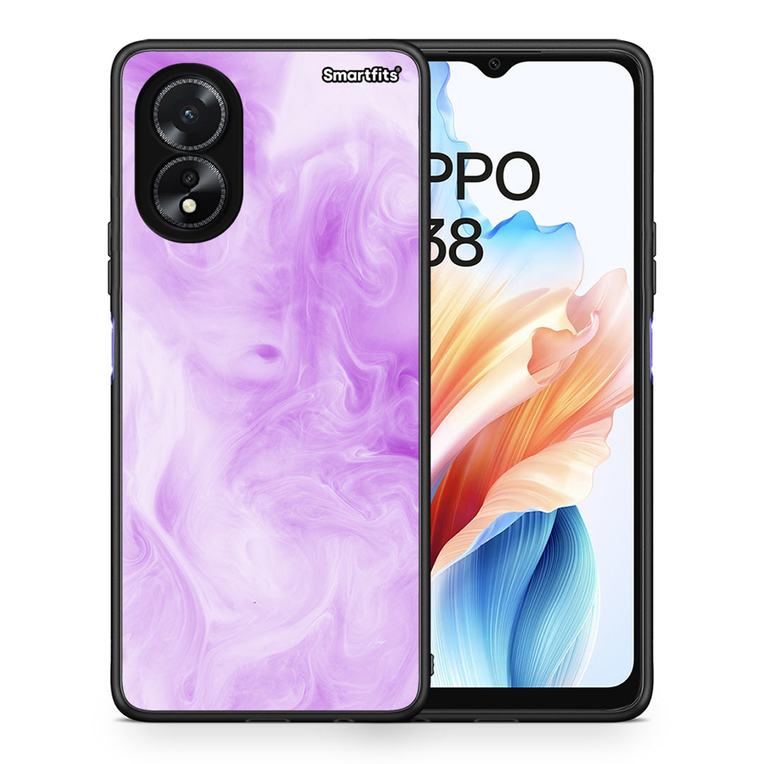 Θήκη Oppo A18 Lavender Watercolor από τη Smartfits με σχέδιο στο πίσω μέρος και μαύρο περίβλημα | Oppo A18 Lavender Watercolor case with colorful back and black bezels