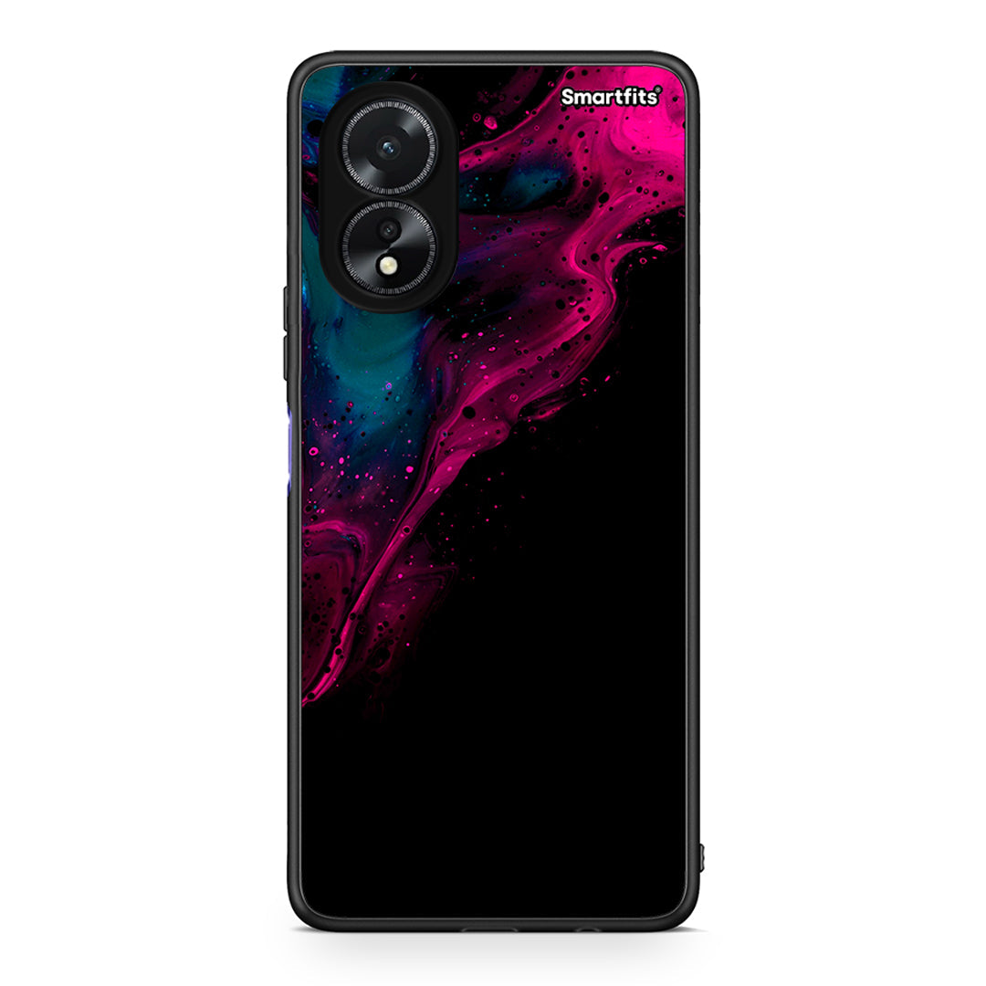 4 - Oppo A18 Pink Black Watercolor case, cover, bumper