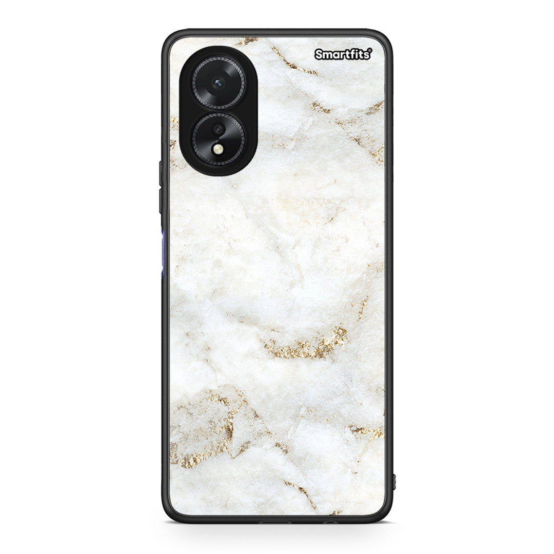 Oppo A38 White Gold Marble θήκη από τη Smartfits με σχέδιο στο πίσω μέρος και μαύρο περίβλημα | Smartphone case with colorful back and black bezels by Smartfits