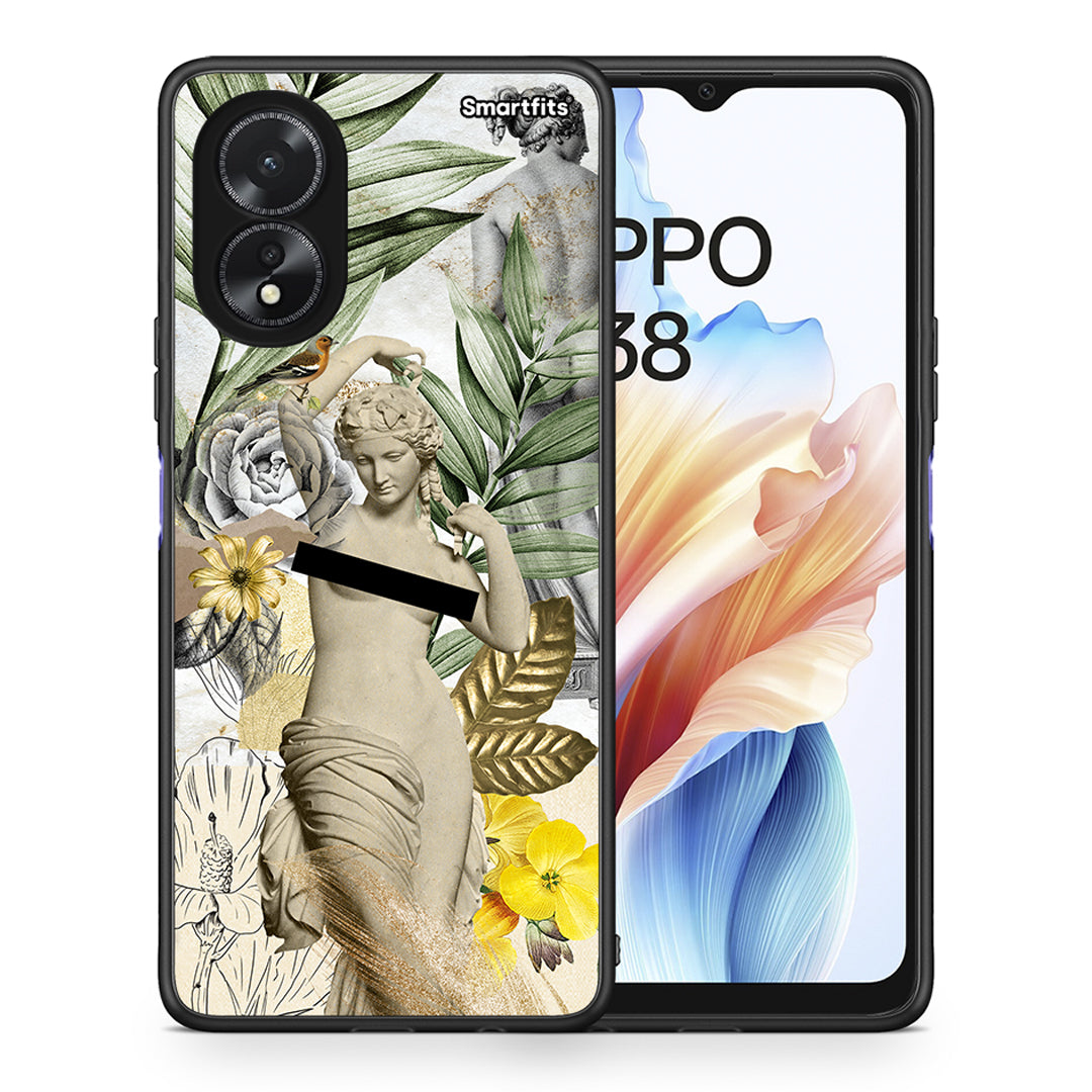 Θήκη Oppo A18 Woman Statue από τη Smartfits με σχέδιο στο πίσω μέρος και μαύρο περίβλημα | Oppo A18 Woman Statue case with colorful back and black bezels