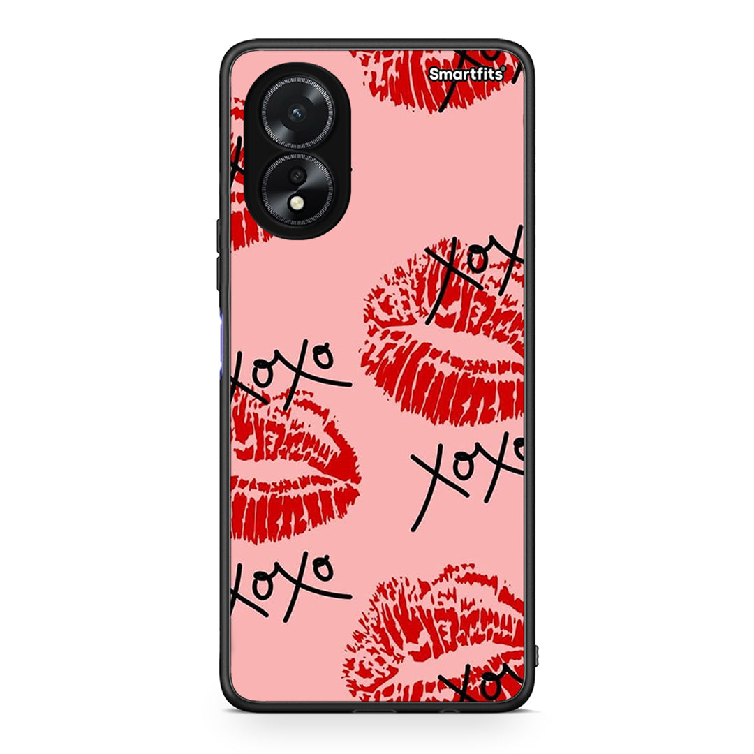 Oppo A18 XOXO Lips θήκη από τη Smartfits με σχέδιο στο πίσω μέρος και μαύρο περίβλημα | Smartphone case with colorful back and black bezels by Smartfits