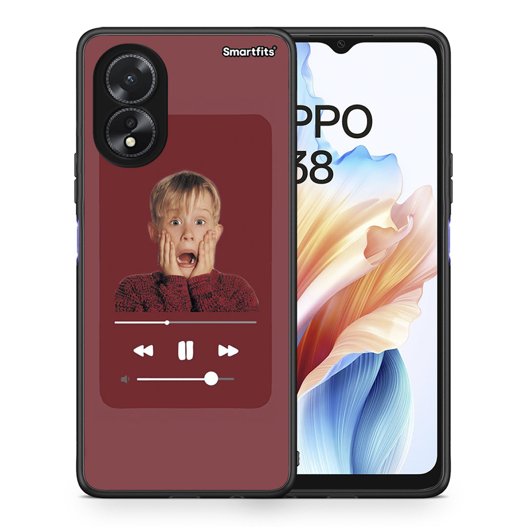 Θήκη Oppo A38 Xmas Alone Music από τη Smartfits με σχέδιο στο πίσω μέρος και μαύρο περίβλημα | Oppo A38 Xmas Alone Music case with colorful back and black bezels