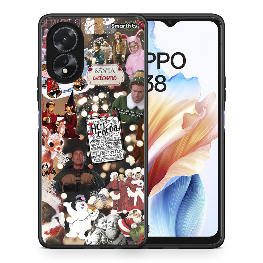 Θήκη Oppo A38 Xmas Movies από τη Smartfits με σχέδιο στο πίσω μέρος και μαύρο περίβλημα | Oppo A38 Xmas Movies case with colorful back and black bezels