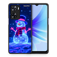 Thumbnail for Θήκη Oppo A57s / A77s / A77 Christmas Neon Snowman από τη Smartfits με σχέδιο στο πίσω μέρος και μαύρο περίβλημα | Oppo A57s / A77s / A77 Christmas Neon Snowman case with colorful back and black bezels