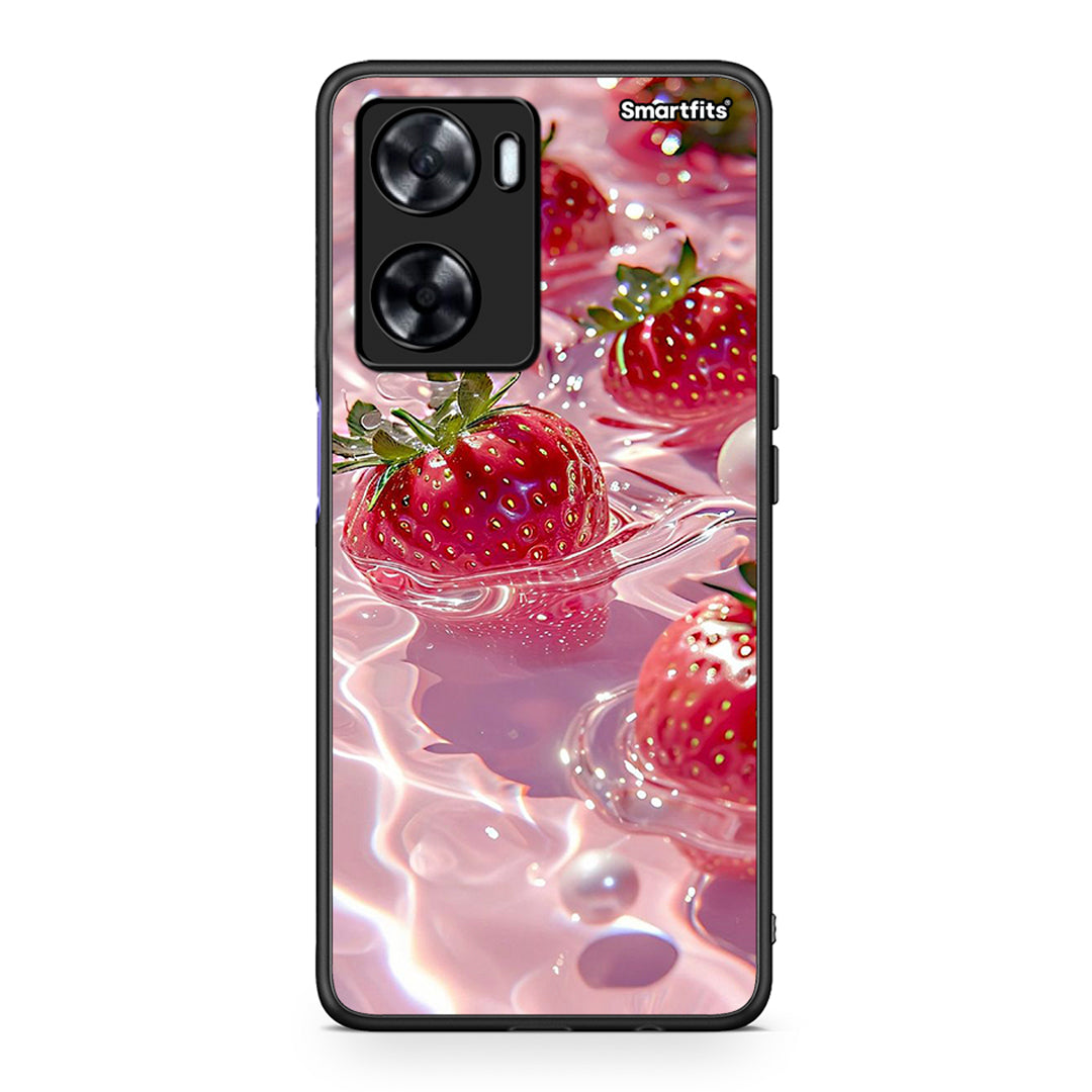 Oppo A57s / A77s / A58 / OnePlus Nord N20 SE Juicy Strawberries θήκη από τη Smartfits με σχέδιο στο πίσω μέρος και μαύρο περίβλημα | Smartphone case with colorful back and black bezels by Smartfits