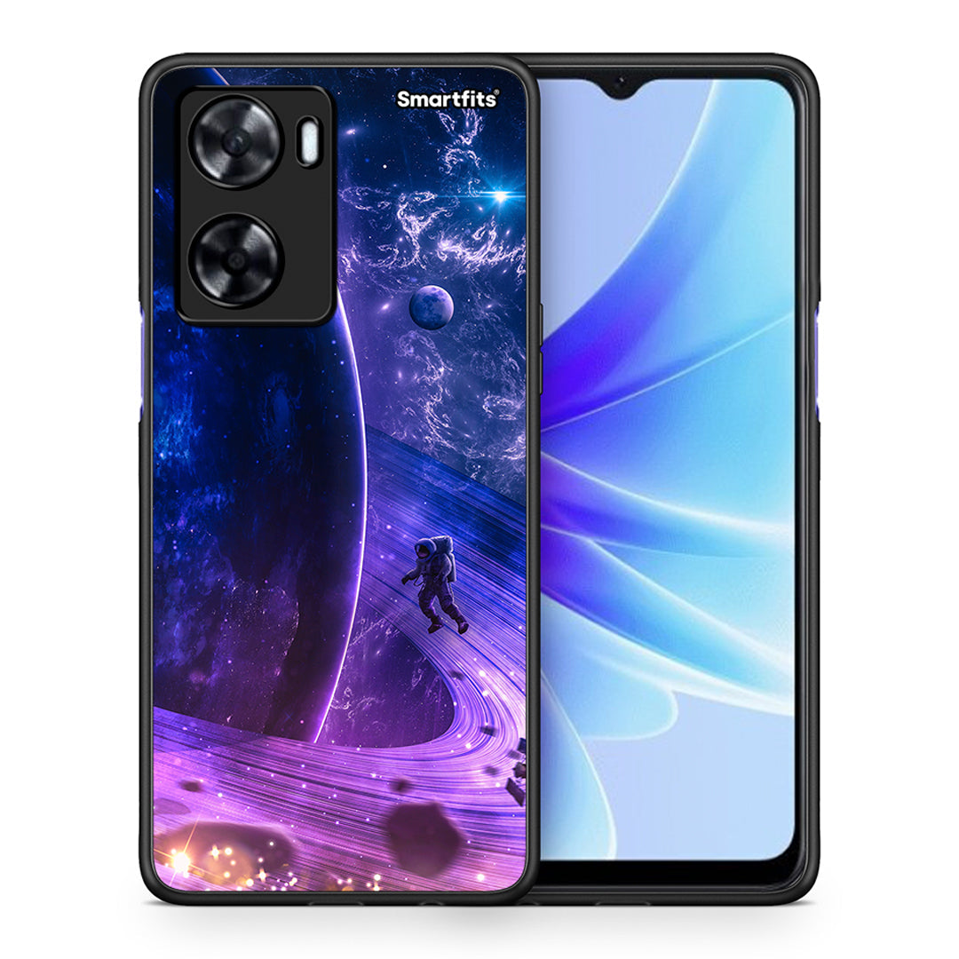 Θήκη Oppo A57s / A77s / A58 / OnePlus Nord N20 SE Lost Astronaut από τη Smartfits με σχέδιο στο πίσω μέρος και μαύρο περίβλημα | Oppo A57s / A77s / A58 / OnePlus Nord N20 SE Lost Astronaut case with colorful back and black bezels