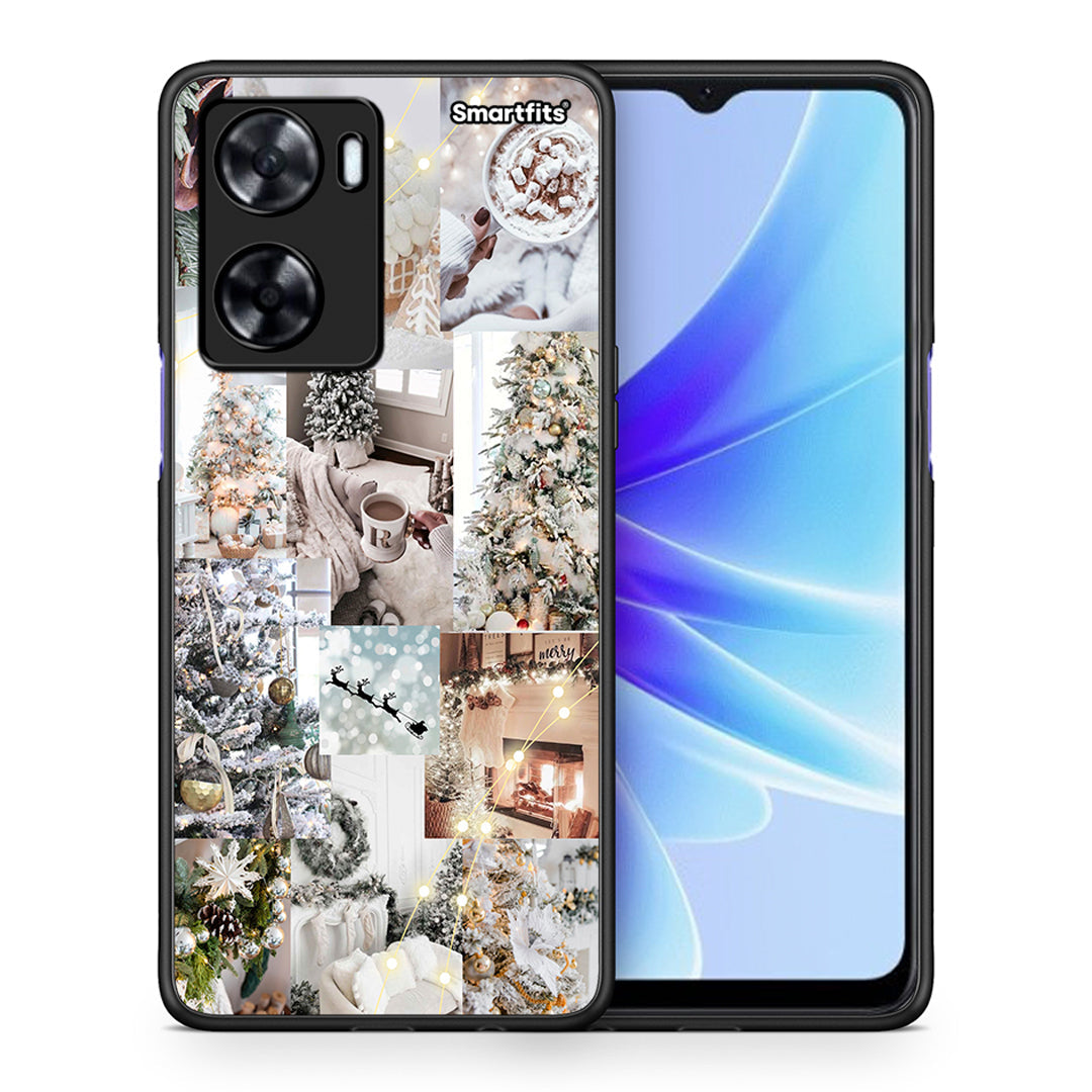 Θήκη Oppo A57s / A77s / A77 White Christmas από τη Smartfits με σχέδιο στο πίσω μέρος και μαύρο περίβλημα | Oppo A57s / A77s / A77 White Christmas case with colorful back and black bezels