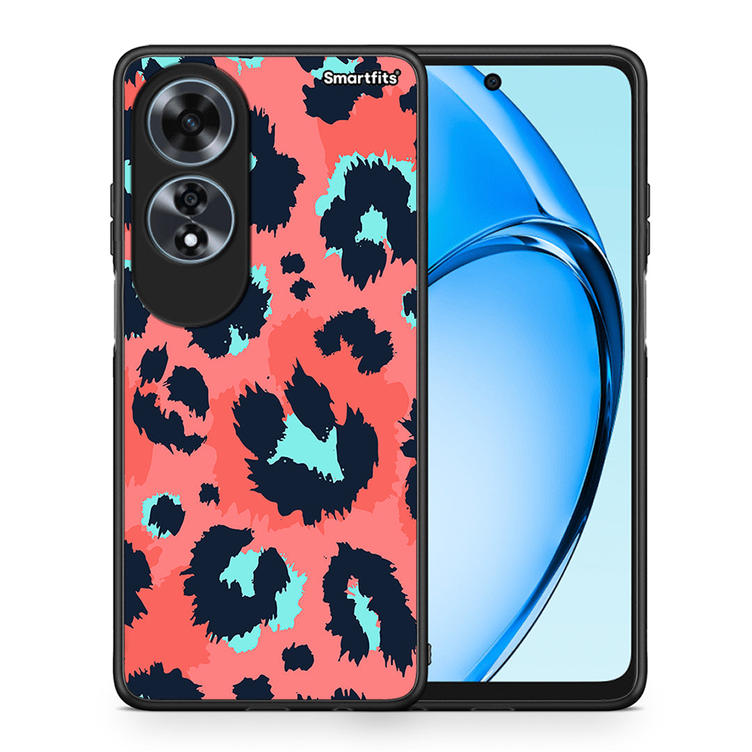 Θήκη Oppo A60 4G Pink Leopard Animal από τη Smartfits με σχέδιο στο πίσω μέρος και μαύρο περίβλημα | Oppo A60 4G Pink Leopard Animal case with colorful back and black bezels