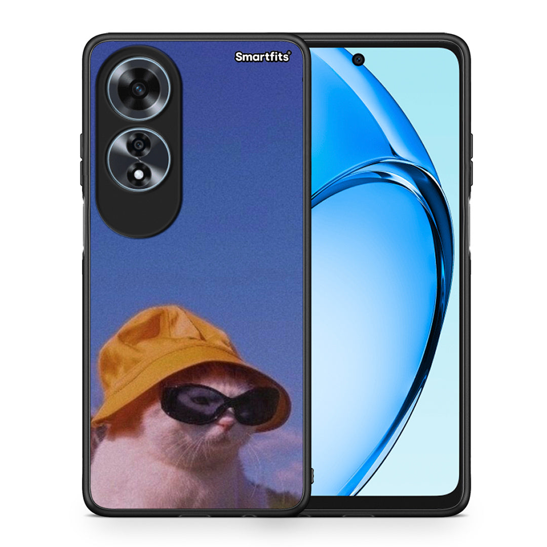 Θήκη Oppo A60 4G Cat Diva από τη Smartfits με σχέδιο στο πίσω μέρος και μαύρο περίβλημα | Oppo A60 4G Cat Diva case with colorful back and black bezels