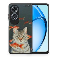 Thumbnail for Θήκη Oppo A60 4G Cat Goldfish από τη Smartfits με σχέδιο στο πίσω μέρος και μαύρο περίβλημα | Oppo A60 4G Cat Goldfish case with colorful back and black bezels