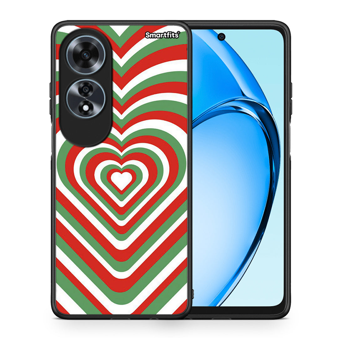 Θήκη Oppo A60 4G Christmas Hearts από τη Smartfits με σχέδιο στο πίσω μέρος και μαύρο περίβλημα | Oppo A60 4G Christmas Hearts case with colorful back and black bezels