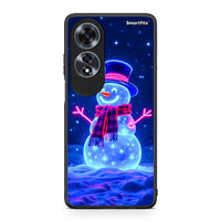 Thumbnail for Oppo A60 4G Christmas Neon Snowman θήκη από τη Smartfits με σχέδιο στο πίσω μέρος και μαύρο περίβλημα | Smartphone case with colorful back and black bezels by Smartfits