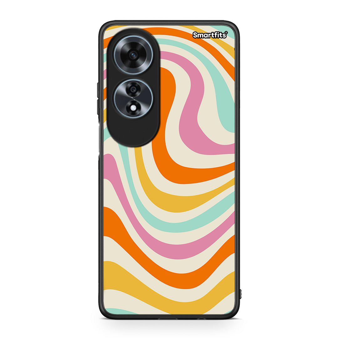 Oppo A60 4G Colourful Waves θήκη από τη Smartfits με σχέδιο στο πίσω μέρος και μαύρο περίβλημα | Smartphone case with colorful back and black bezels by Smartfits