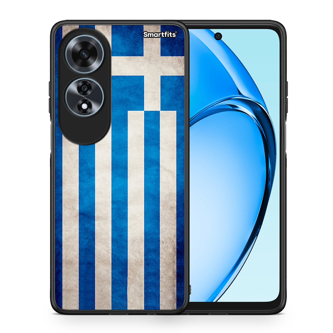 Θήκη Oppo A60 4G Greek Flag από τη Smartfits με σχέδιο στο πίσω μέρος και μαύρο περίβλημα | Oppo A60 4G Greek Flag case with colorful back and black bezels