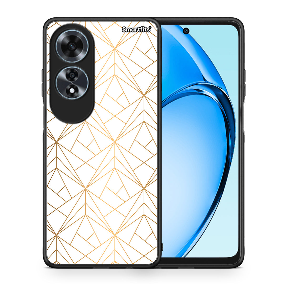 Θήκη Oppo A60 4G Luxury White Geometric από τη Smartfits με σχέδιο στο πίσω μέρος και μαύρο περίβλημα | Oppo A60 4G Luxury White Geometric case with colorful back and black bezels