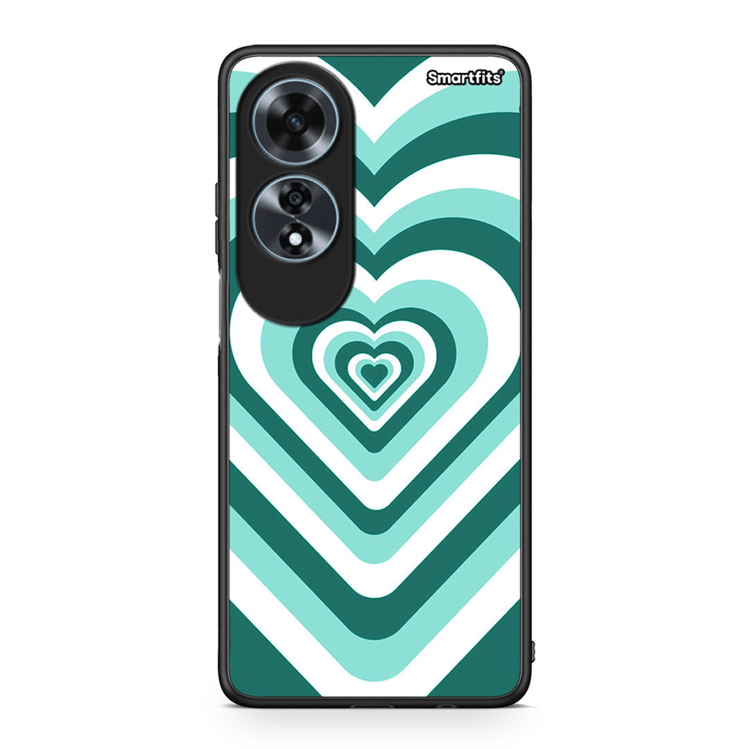 Oppo A60 4G Green Hearts θήκη από τη Smartfits με σχέδιο στο πίσω μέρος και μαύρο περίβλημα | Smartphone case with colorful back and black bezels by Smartfits