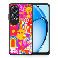 Thumbnail for Θήκη Oppo A60 4G Hippie Love από τη Smartfits με σχέδιο στο πίσω μέρος και μαύρο περίβλημα | Oppo A60 4G Hippie Love case with colorful back and black bezels