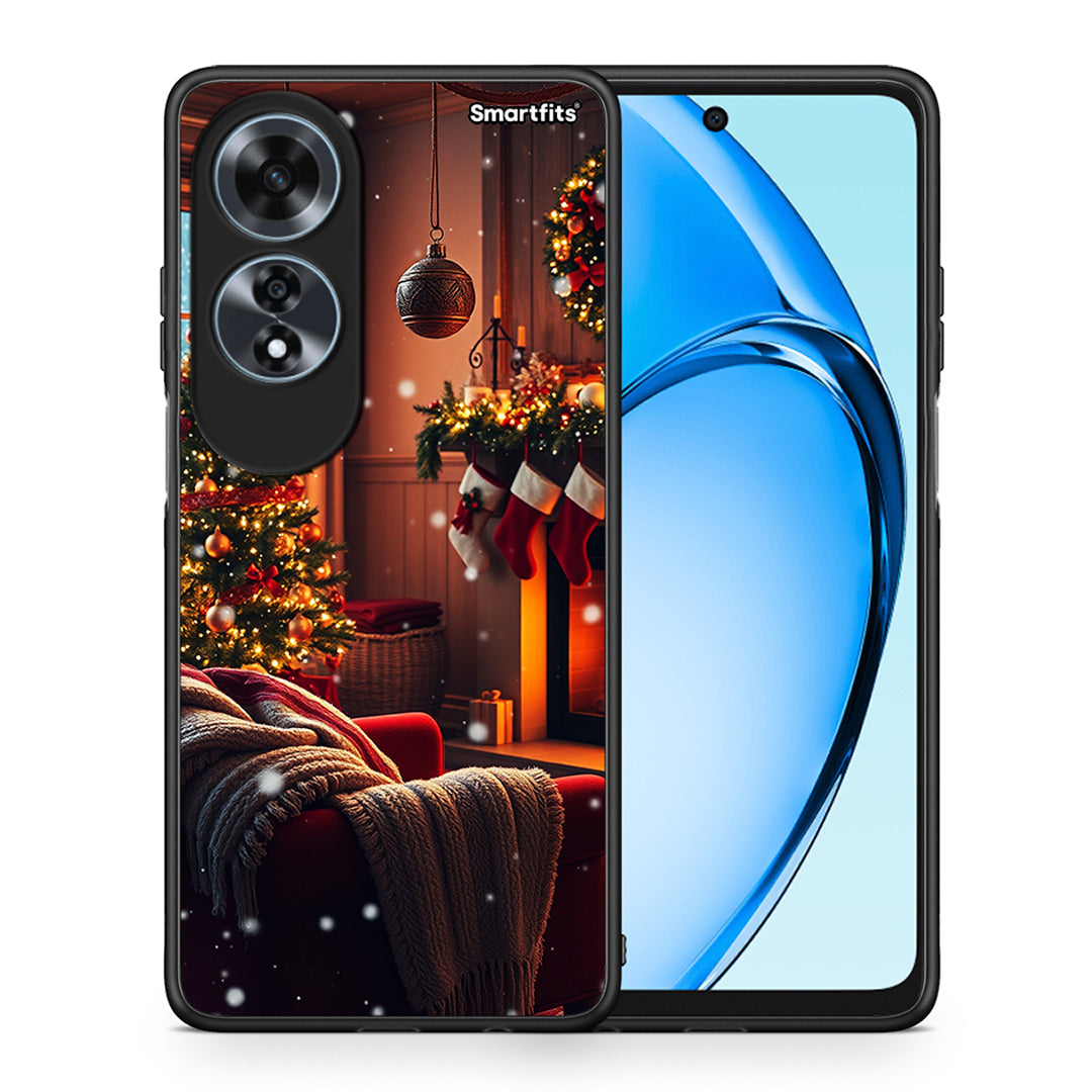 Θήκη Oppo A60 4G Home For Christmas από τη Smartfits με σχέδιο στο πίσω μέρος και μαύρο περίβλημα | Oppo A60 4G Home For Christmas case with colorful back and black bezels