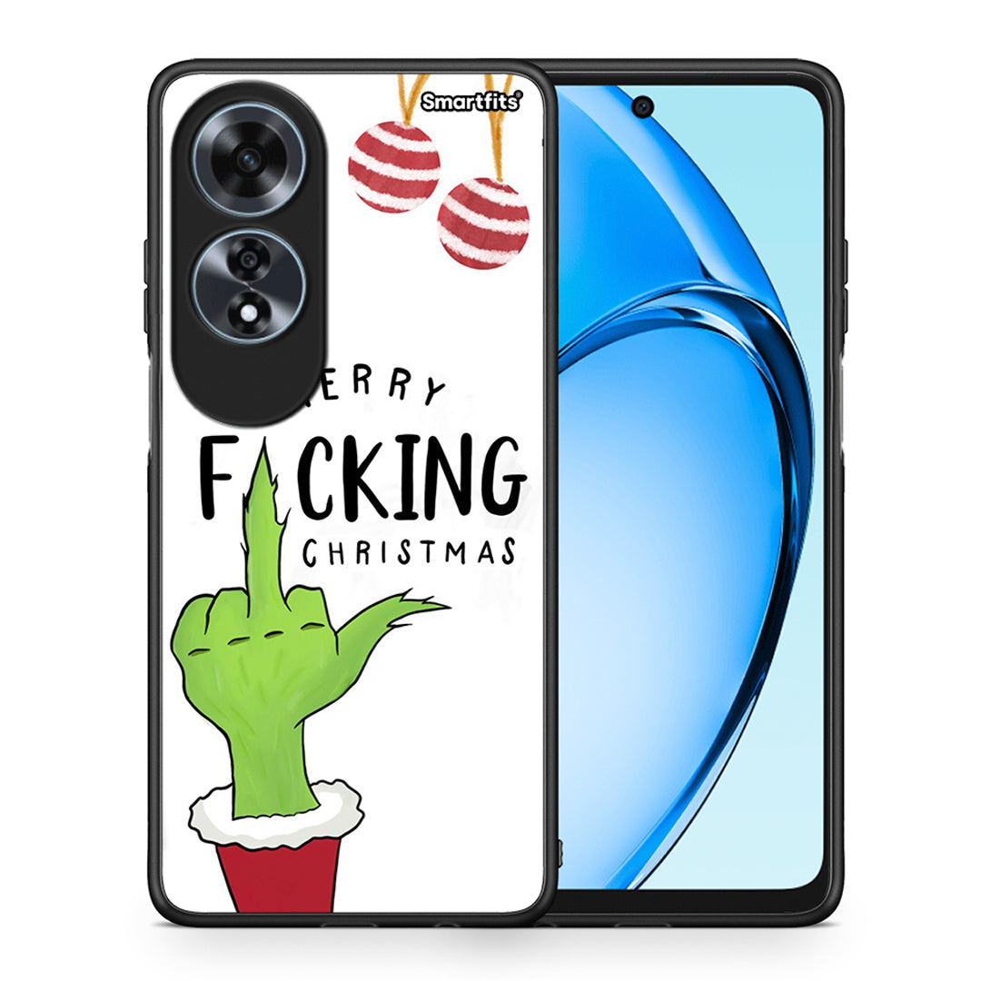 Θήκη Oppo A60 4G Merry F Xmas από τη Smartfits με σχέδιο στο πίσω μέρος και μαύρο περίβλημα | Oppo A60 4G Merry F Xmas case with colorful back and black bezels