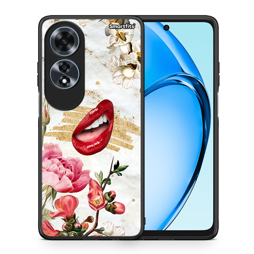 Θήκη Oppo A60 4G Red Lips από τη Smartfits με σχέδιο στο πίσω μέρος και μαύρο περίβλημα | Oppo A60 4G Red Lips case with colorful back and black bezels