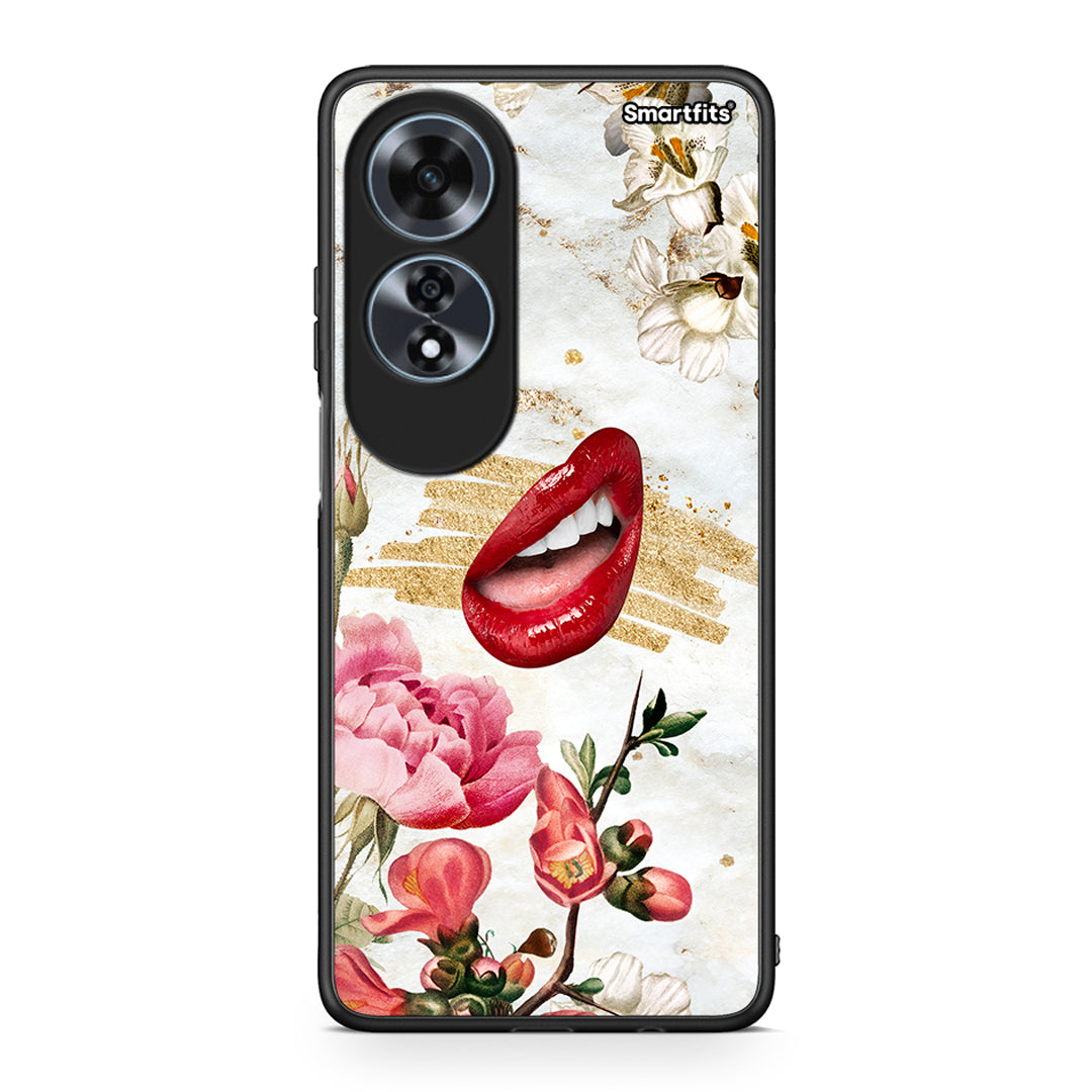 Oppo A60 4G Red Lips θήκη από τη Smartfits με σχέδιο στο πίσω μέρος και μαύρο περίβλημα | Smartphone case with colorful back and black bezels by Smartfits