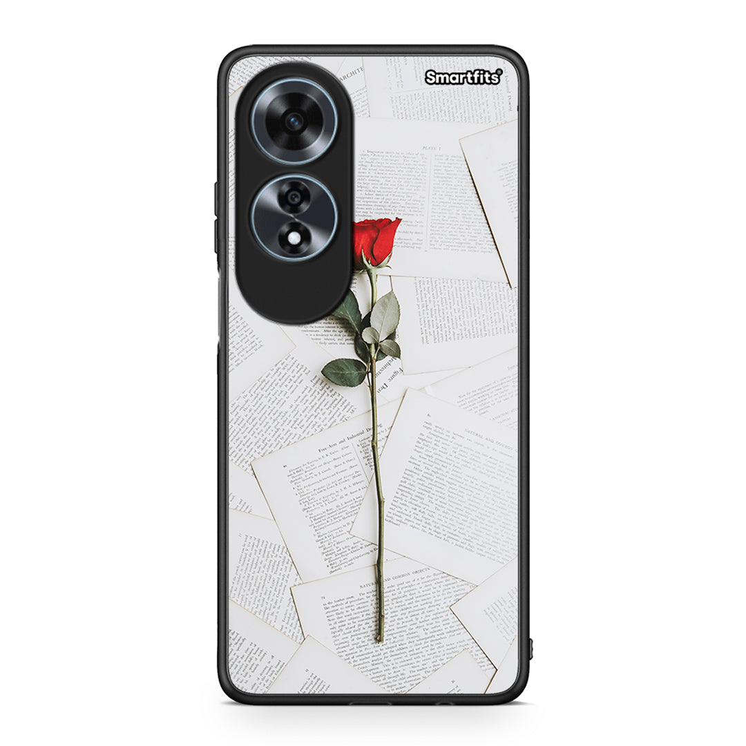 Oppo A60 4G Red Rose θήκη από τη Smartfits με σχέδιο στο πίσω μέρος και μαύρο περίβλημα | Smartphone case with colorful back and black bezels by Smartfits