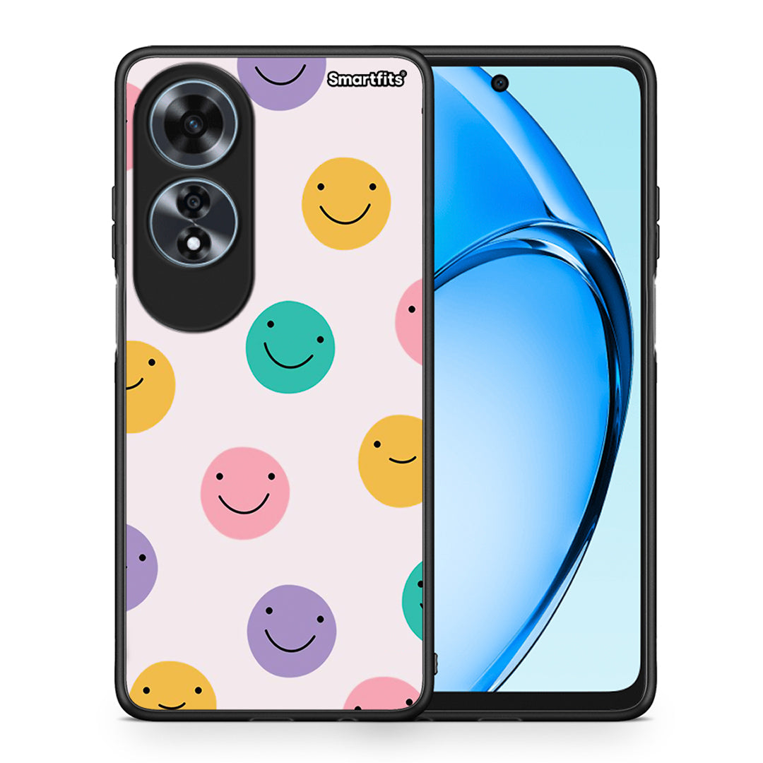 Θήκη Oppo A60 4G Smiley Faces από τη Smartfits με σχέδιο στο πίσω μέρος και μαύρο περίβλημα | Oppo A60 4G Smiley Faces case with colorful back and black bezels