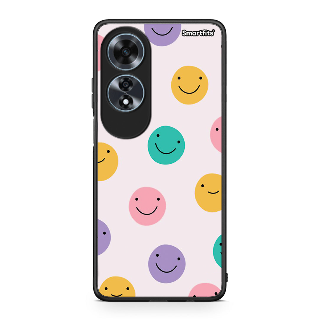 Oppo A60 4G Smiley Faces θήκη από τη Smartfits με σχέδιο στο πίσω μέρος και μαύρο περίβλημα | Smartphone case with colorful back and black bezels by Smartfits