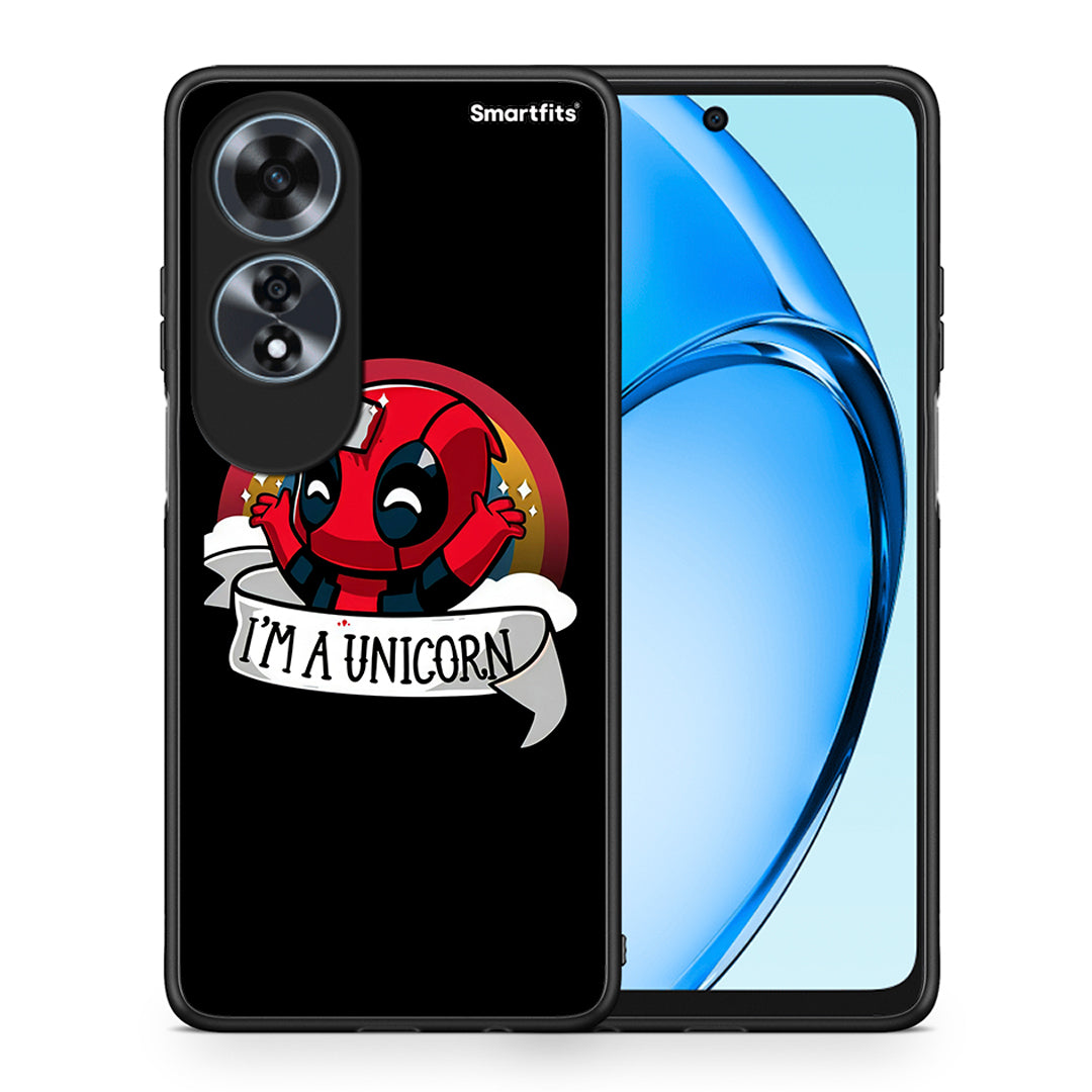 Θήκη Oppo A60 4G Unicorn Deadpool από τη Smartfits με σχέδιο στο πίσω μέρος και μαύρο περίβλημα | Oppo A60 4G Unicorn Deadpool case with colorful back and black bezels