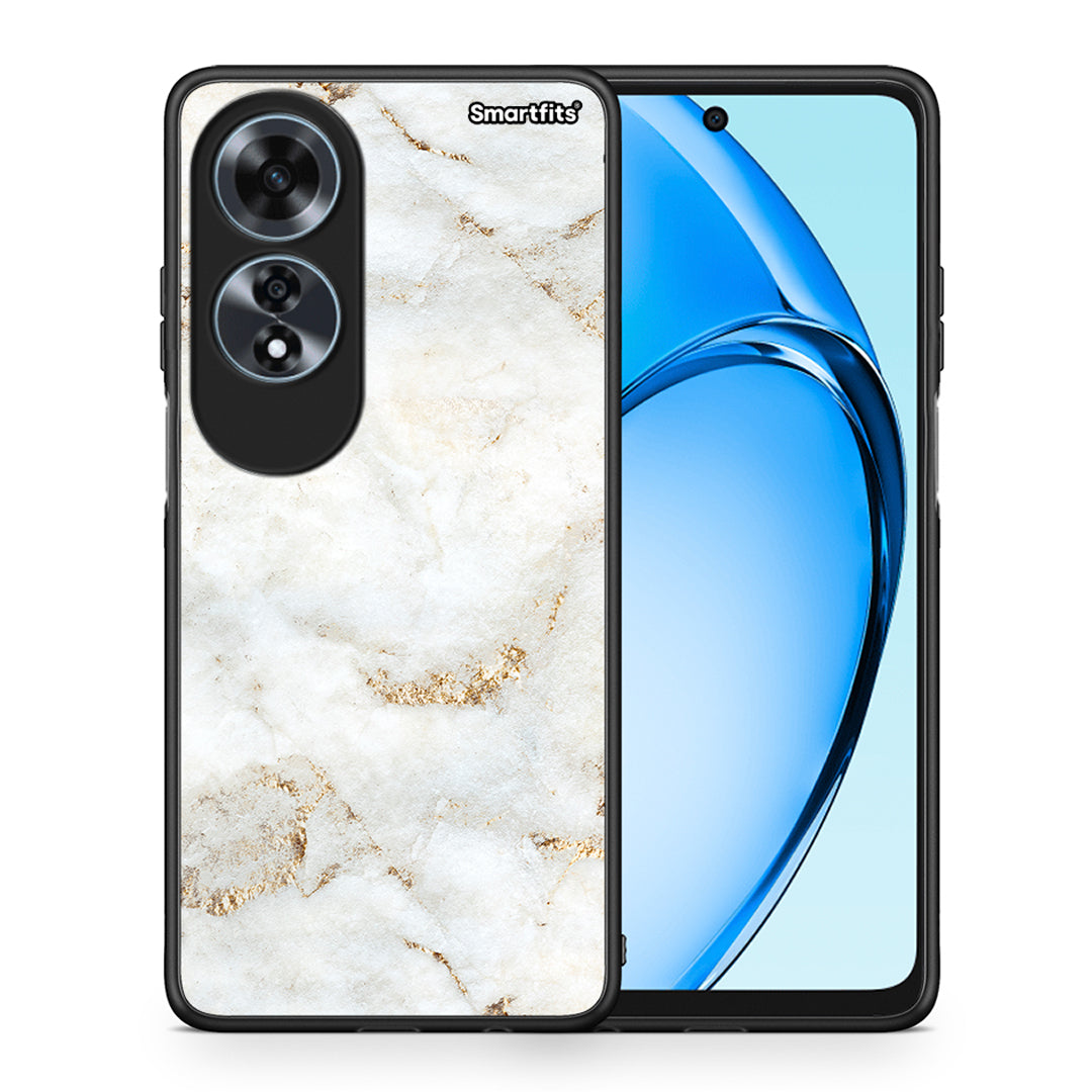 Θήκη Oppo A60 4G White Gold Marble από τη Smartfits με σχέδιο στο πίσω μέρος και μαύρο περίβλημα | Oppo A60 4G White Gold Marble case with colorful back and black bezels