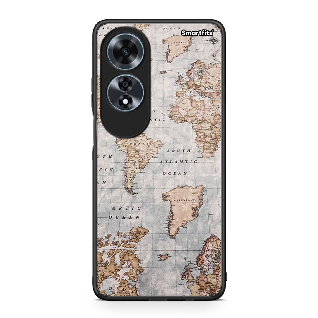 Oppo A60 4G World Map Θήκη από τη Smartfits με σχέδιο στο πίσω μέρος και μαύρο περίβλημα | Smartphone case with colorful back and black bezels by Smartfits