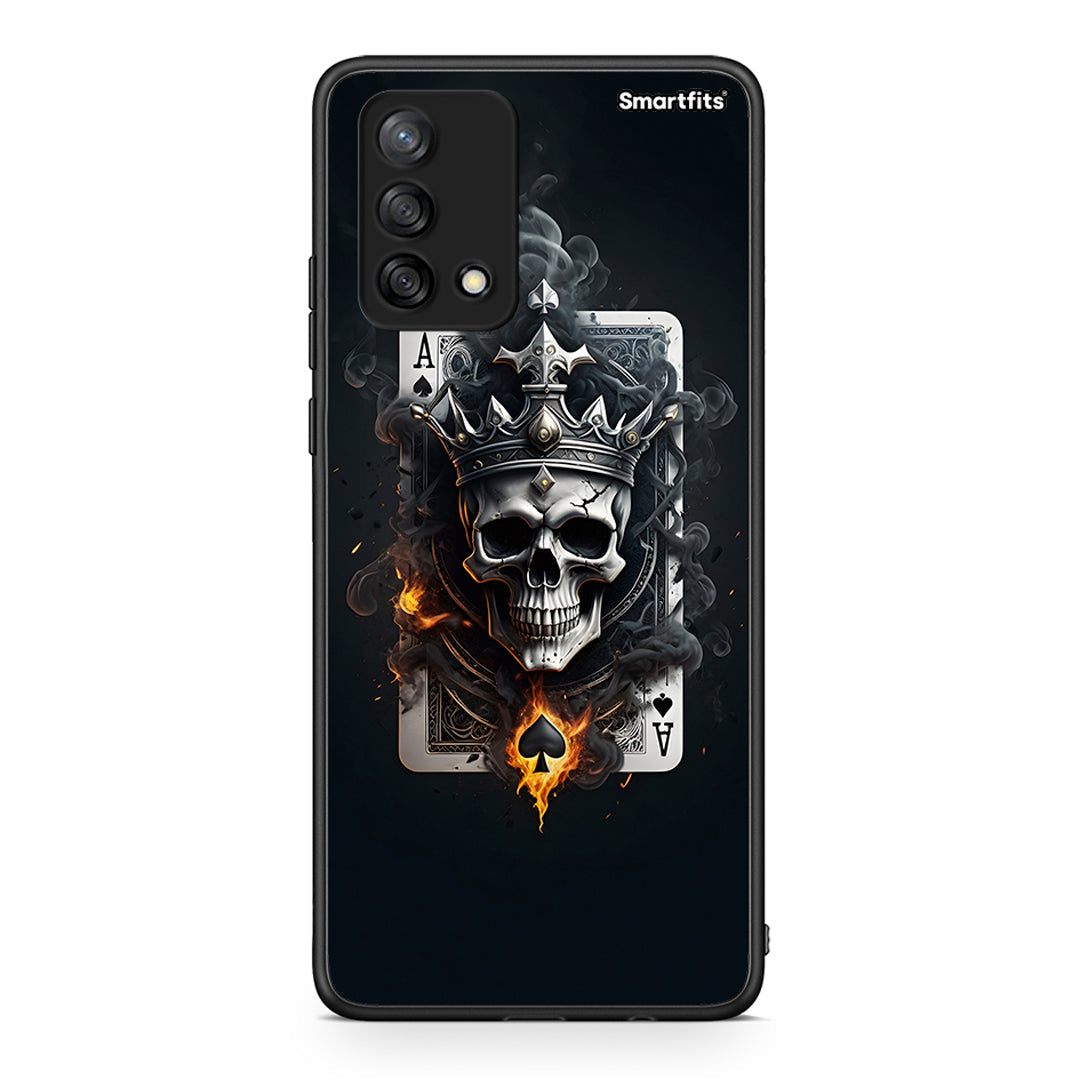 Oppo A74 4G Skull King Ace θήκη από τη Smartfits με σχέδιο στο πίσω μέρος και μαύρο περίβλημα | Smartphone case with colorful back and black bezels by Smartfits