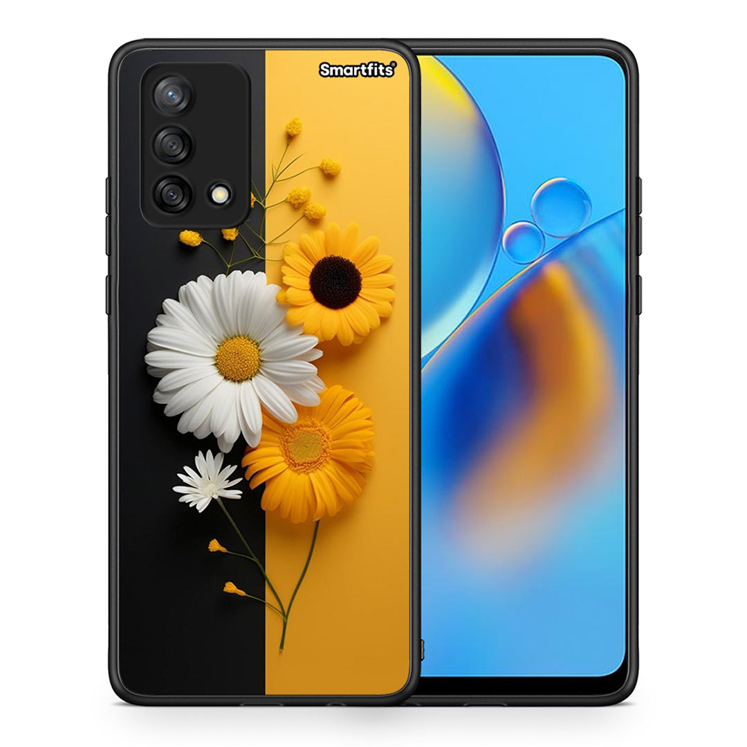 Θήκη Oppo A74 4G Yellow Daisies από τη Smartfits με σχέδιο στο πίσω μέρος και μαύρο περίβλημα | Oppo A74 4G Yellow Daisies case with colorful back and black bezels