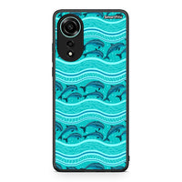 Thumbnail for Oppo A78 4G Swimming Dolphins θήκη από τη Smartfits με σχέδιο στο πίσω μέρος και μαύρο περίβλημα | Smartphone case with colorful back and black bezels by Smartfits