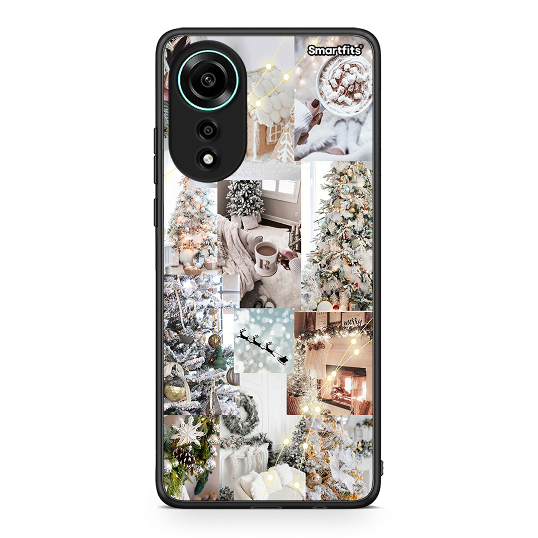 Oppo A78 4G White Christmas θήκη από τη Smartfits με σχέδιο στο πίσω μέρος και μαύρο περίβλημα | Smartphone case with colorful back and black bezels by Smartfits