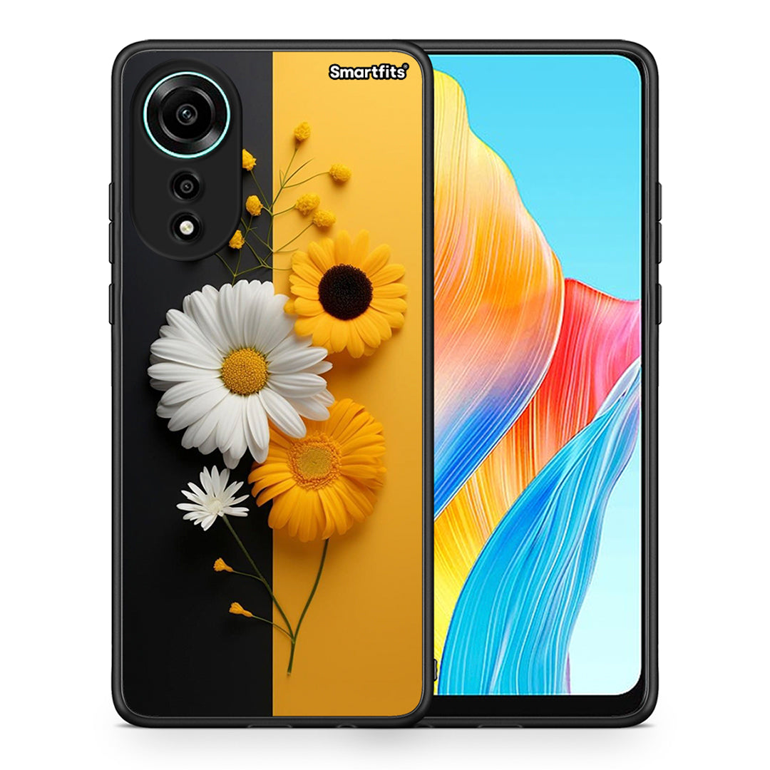 Θήκη Oppo A78 4G Yellow Daisies από τη Smartfits με σχέδιο στο πίσω μέρος και μαύρο περίβλημα | Oppo A78 4G Yellow Daisies case with colorful back and black bezels