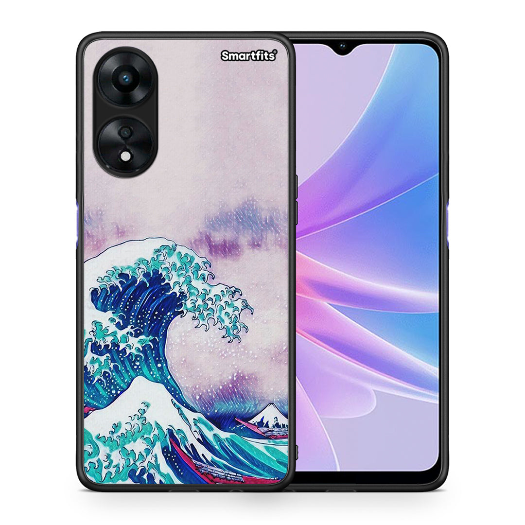 Θήκη Oppo A78 Blue Waves από τη Smartfits με σχέδιο στο πίσω μέρος και μαύρο περίβλημα | Oppo A78 Blue Waves Case with Colorful Back and Black Bezels