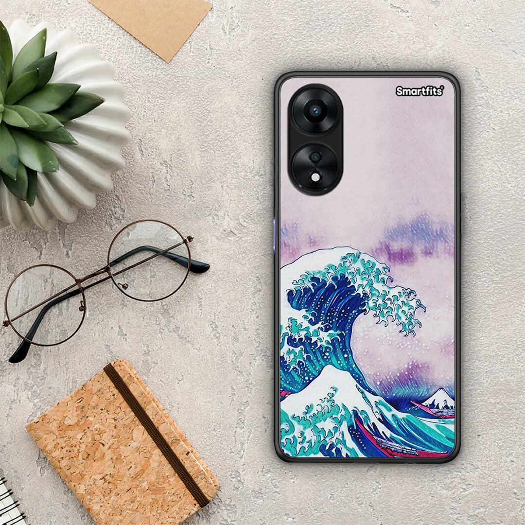 Θήκη Oppo A78 Blue Waves από τη Smartfits με σχέδιο στο πίσω μέρος και μαύρο περίβλημα | Oppo A78 Blue Waves Case with Colorful Back and Black Bezels