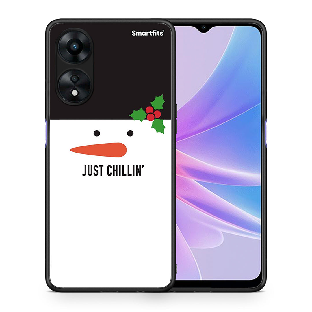 Θήκη Oppo A78 Christmas Chillin από τη Smartfits με σχέδιο στο πίσω μέρος και μαύρο περίβλημα | Oppo A78 Christmas Chillin Case with Colorful Back and Black Bezels