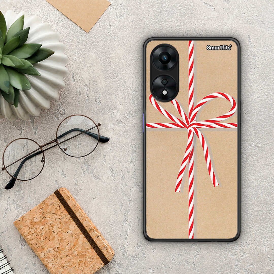 Θήκη Oppo A78 Christmas Gift από τη Smartfits με σχέδιο στο πίσω μέρος και μαύρο περίβλημα | Oppo A78 Christmas Gift Case with Colorful Back and Black Bezels