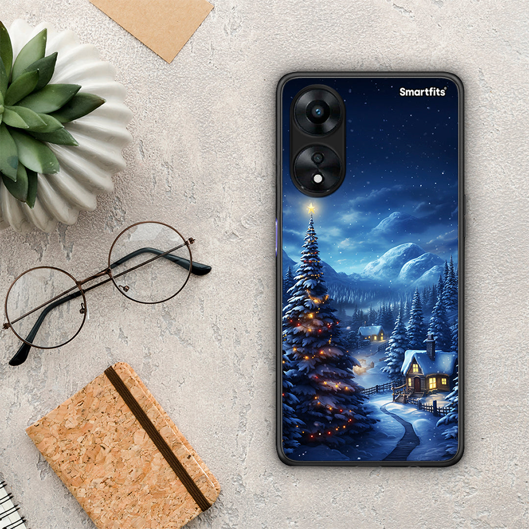 Θήκη Oppo A78 Christmas Scenery από τη Smartfits με σχέδιο στο πίσω μέρος και μαύρο περίβλημα | Oppo A78 Christmas Scenery Case with Colorful Back and Black Bezels